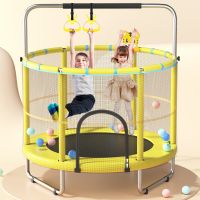 Circular all yellow blue belt trampolineCircular all yellow blue belt trampoline